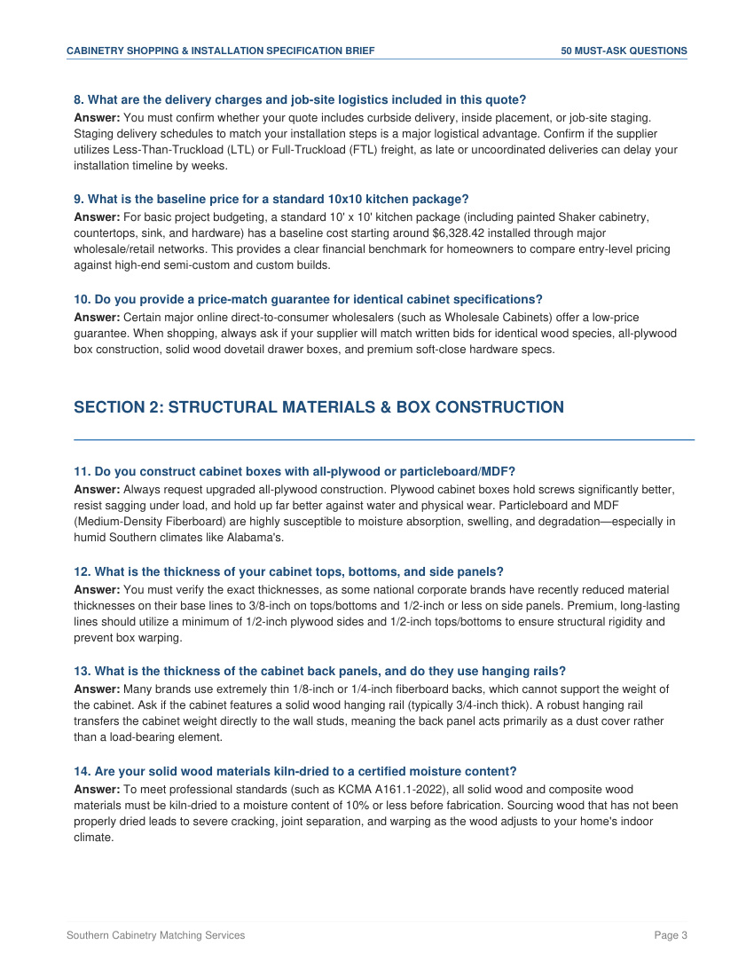 Construction specifications